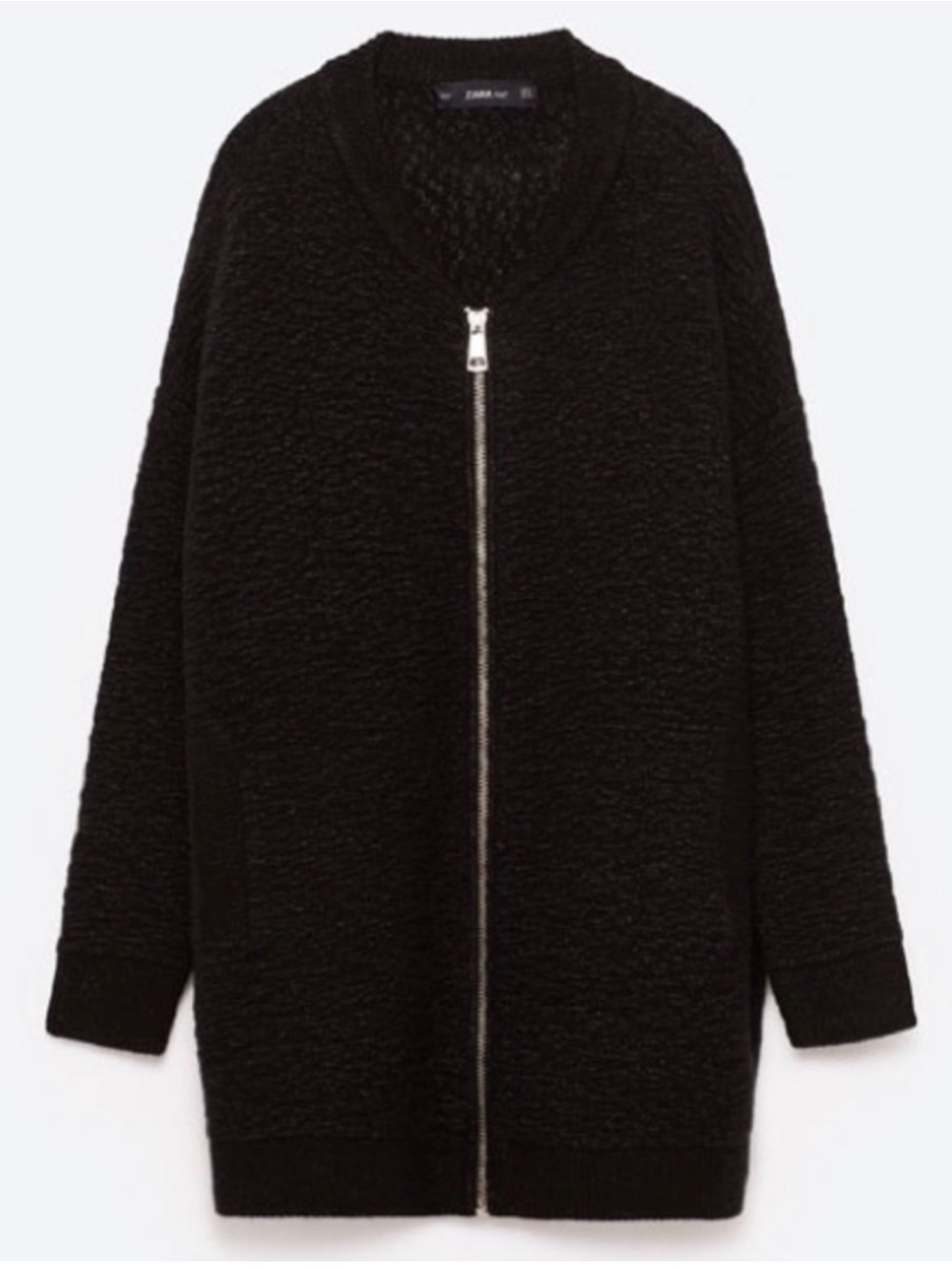 Zara Navy Zip-Front Women's Sweater